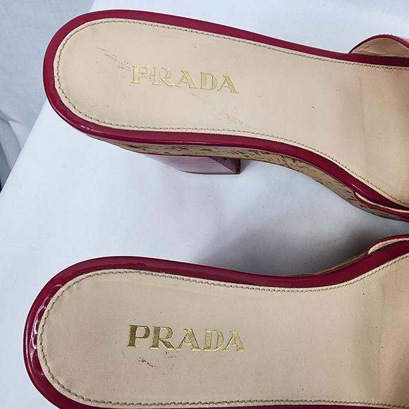 Prada Patent Leather Cork Platform Heels Women's Prada Size 39 US 9 - Picture 7 of 12